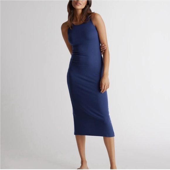 Quince Tencel baby blue ribbed midi tank dress large - Picture 8 of 9